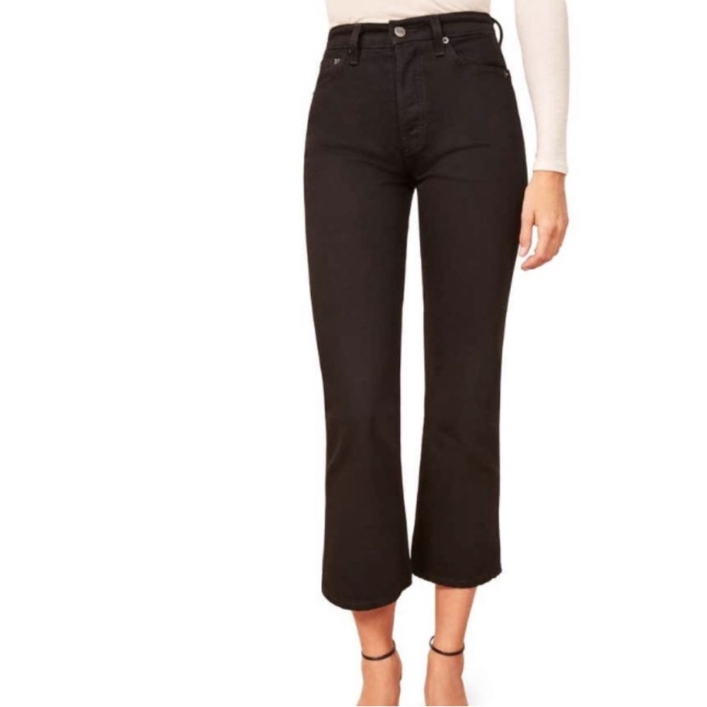 Reformation Jordi Ankle Kick Flare Black Jean